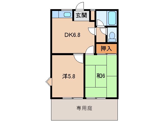 バルビゾンI(2DK/1階)の間取り写真