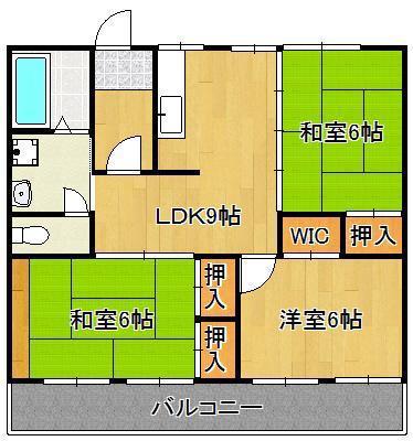 セレッソ深町コーポ(3LDK/4階)の間取り写真