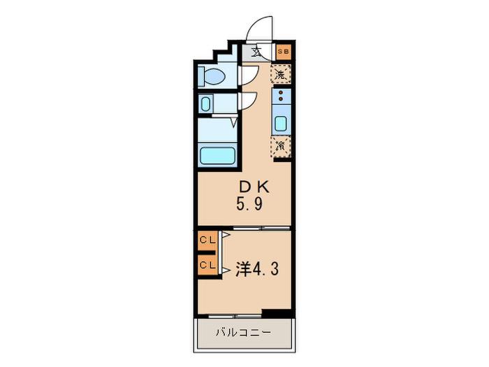 ウィルテラス用賀(1DK/4階)の間取り写真
