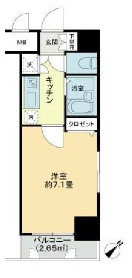 プレール日本橋弐番館(1K/2階)の間取り写真