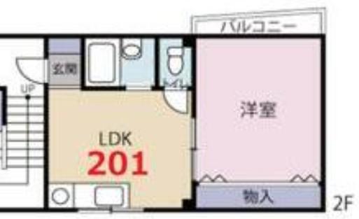 川越エムズビル(1LDK/2階)の間取り写真