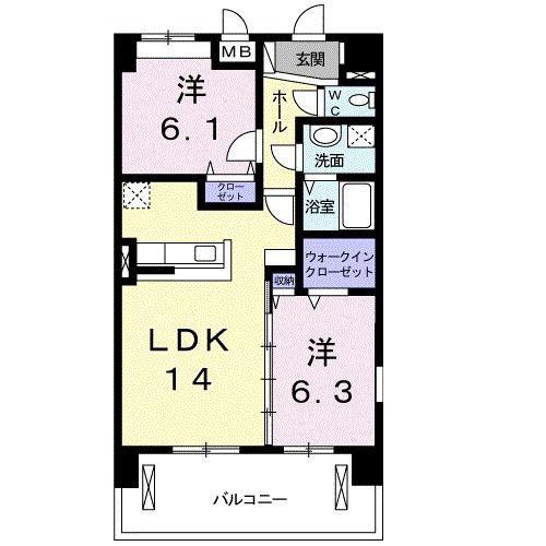 ベルメゾン(2LDK/2階)の間取り写真