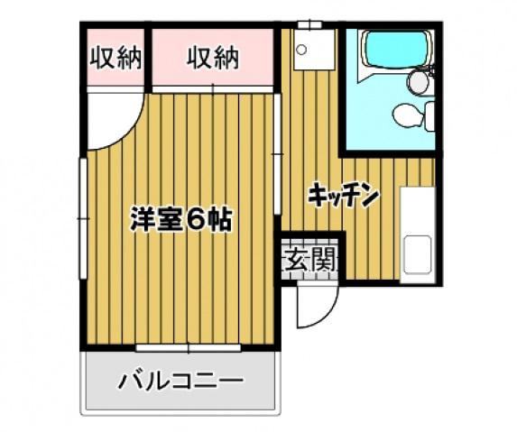 旭マンション(1K/2階)の間取り写真