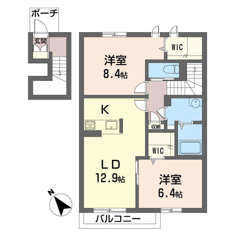 MAISON PUSPA(2LDK/2階)の間取り写真