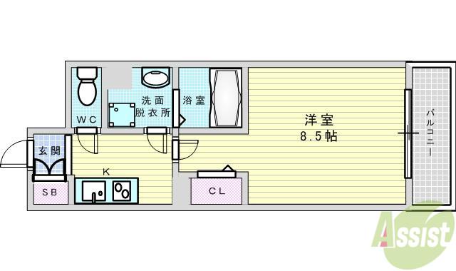 エミージュ千里(1K/2階)の間取り写真