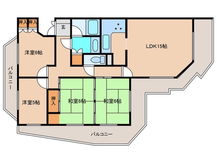 ロイヤル梅園ガーデン(4LDK/3階)の間取り写真