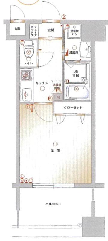 エンクレスト薬院III(1K/7階)の間取り写真