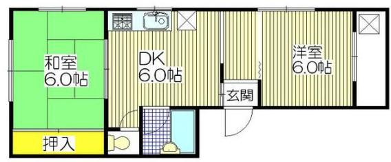 コーポ文月(2DK/2階)の間取り写真