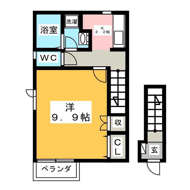 RUPIAHI(1K/2階)の間取り写真