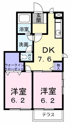 パナシェ・レーヴ(2DK/1階)の間取り写真
