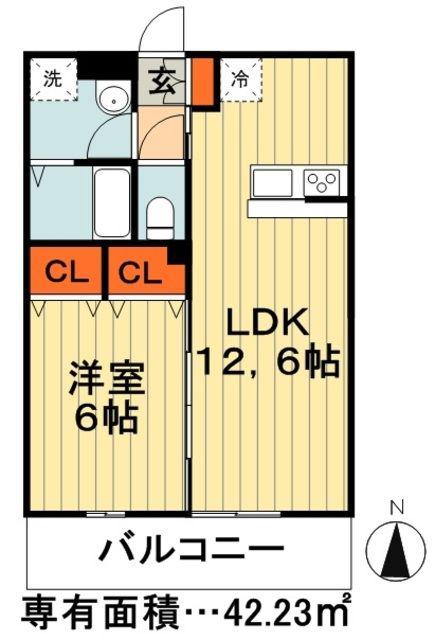 リブリ・ヘーメル(1LDK/2階)の間取り写真