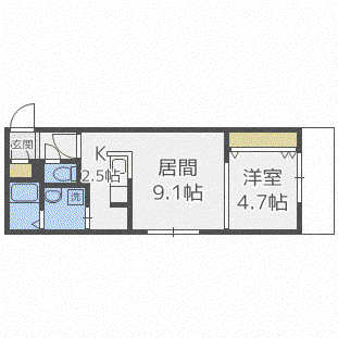 シャルルブラン(1LDK/1階)の間取り写真
