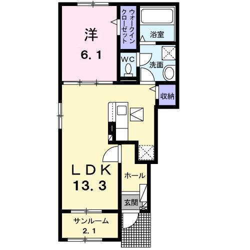 ファミーユ(1LDK/1階)の間取り写真