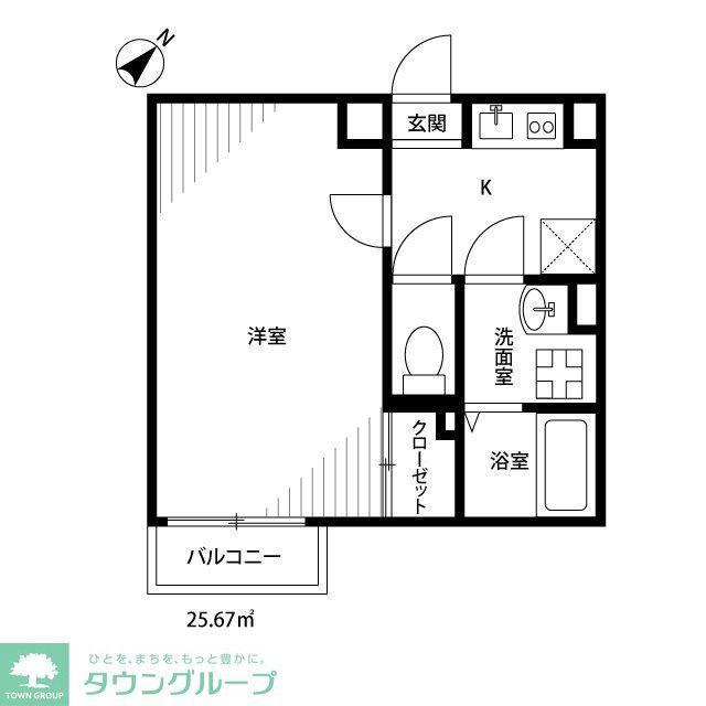 アムールヴェールU(1K/2階)の間取り写真