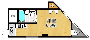 AMA長洲ビル(ワンルーム/4階)の間取り写真