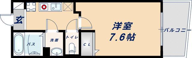 ルクレ阿波座レジデンス(1K/4階)の間取り写真