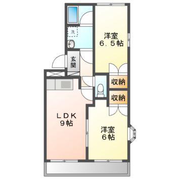 サニーコートヒカリII A(2DK/2階)の間取り写真