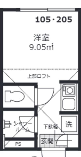 SUNNYSKY赤塚(ワンルーム/1階)の間取り写真