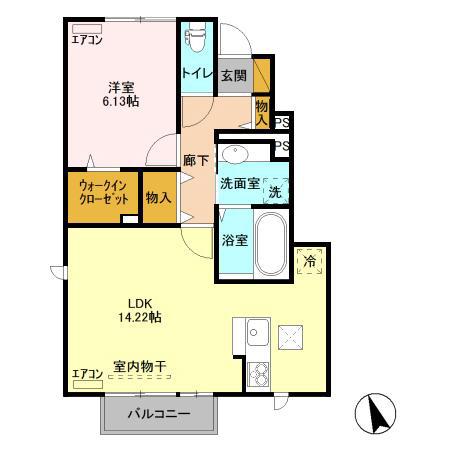 HERENCIA(1LDK/1階)の間取り写真