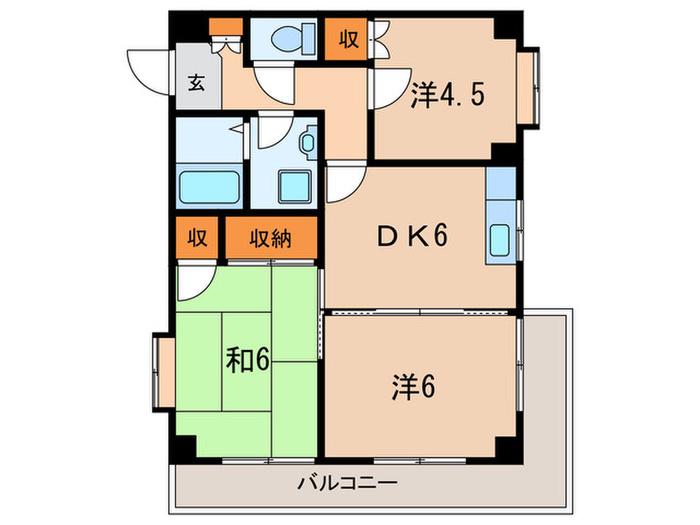 ベルメゾン市ヶ尾(3DK/2階)の間取り写真