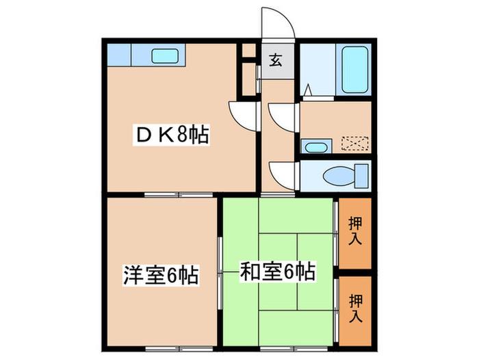 エントピアII(2DK/1階)の間取り写真