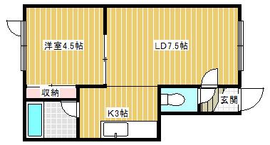 ＪＲ根室本線 帯広駅 徒歩59分 2階建 築25年(1LDK/1階)の間取り写真