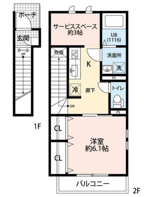 AMOUR SORA(1SK/2階)の間取り写真