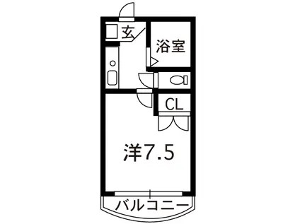 スカイハイツ竜田(1K/4階)の間取り写真