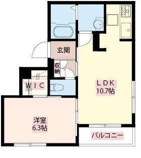 アクシアス西落合(1LDK/1階)の間取り写真