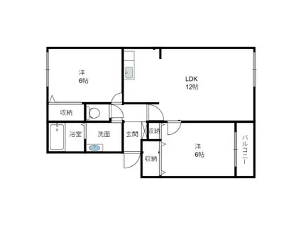 トリヴァンベール根城(2LDK/3階)の間取り写真