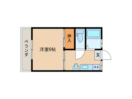 山口コーポA棟・B棟(1K/2階)の間取り写真