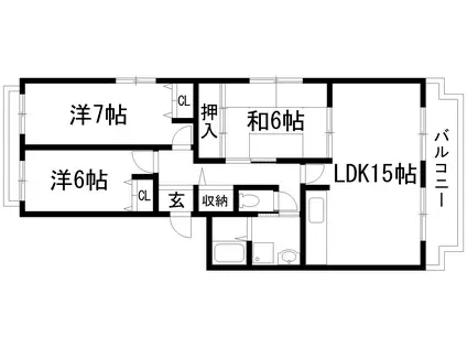 エスペランサ宝塚弐番館(3LDK/4階)の間取り写真
