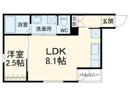 HMT東岡崎(1LDK/1階)の間取り写真