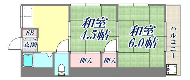 パルテール立花(2K/2階)の間取り写真