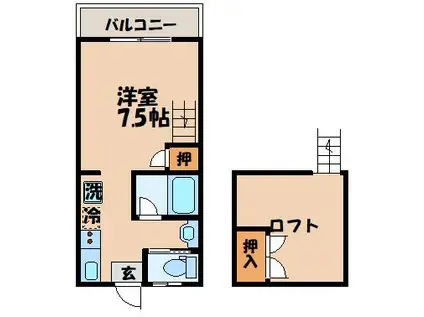 シャル夢坂本II(ワンルーム/1階)の間取り写真