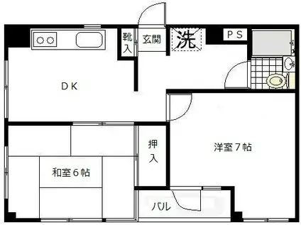 第1中野ビル(2DK/3階)の間取り写真