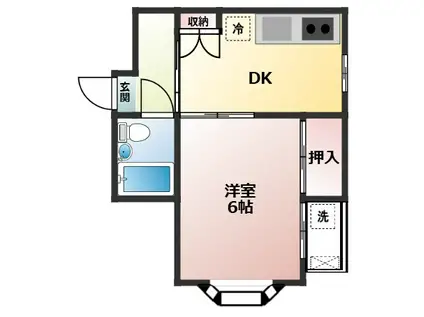 サンマンション後藤(1DK/2階)の間取り写真