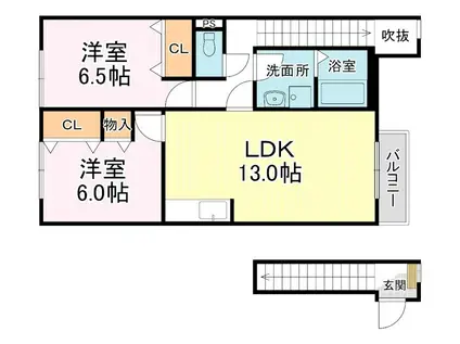 エクレール久徳(2LDK/2階)の間取り写真