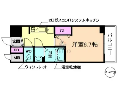 レシオス新大阪ノース(1K/10階)の間取り写真