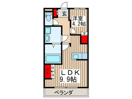 ＪＲ高崎線 北鴻巣駅 徒歩64分 2階建 築18年(1LDK/1階)の間取り写真