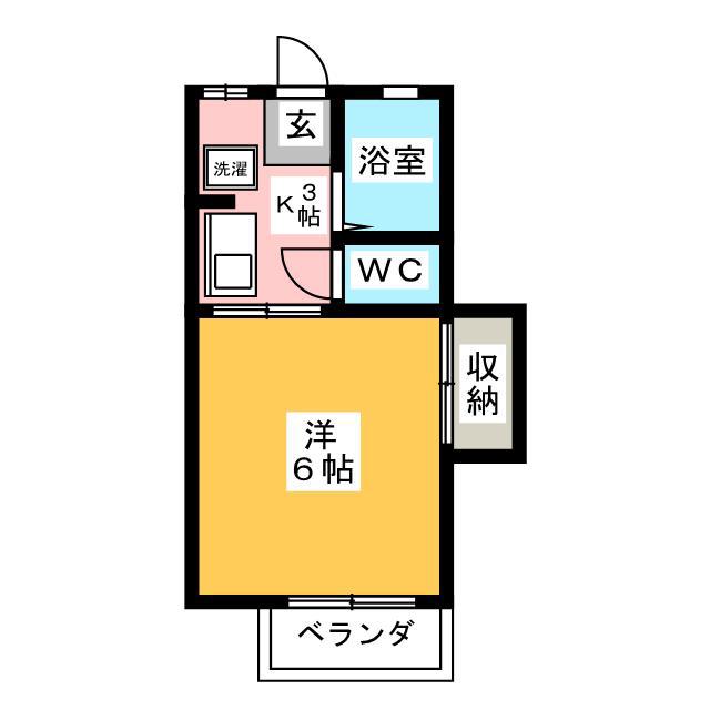アーバン折立 南棟(1K/1階)の間取り写真
