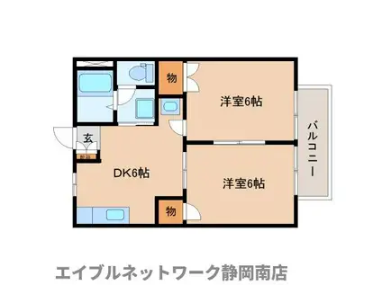 コーポアイランド(2DK/2階)の間取り写真