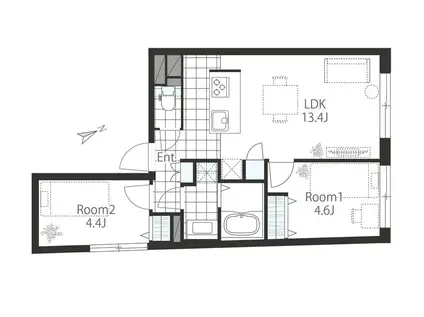 駒込レーベル(2LDK/5階)の間取り写真
