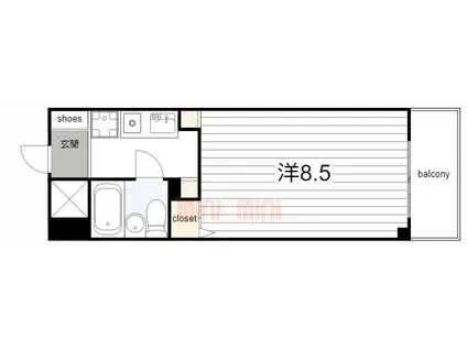 猪名寺パークマンション2(1K/2階)の間取り写真
