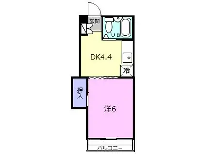 共生マンション(1DK/1階)の間取り写真