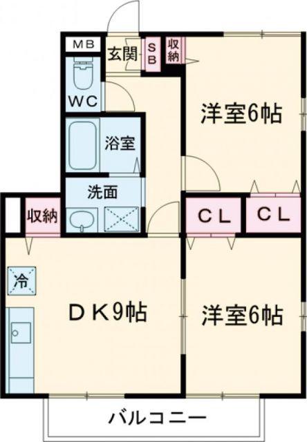 サンガーデン宮本E棟(2LDK/3階)の間取り写真
