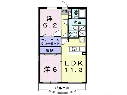 セントラル・アンフィニティ D(2LDK/2階)の間取り写真