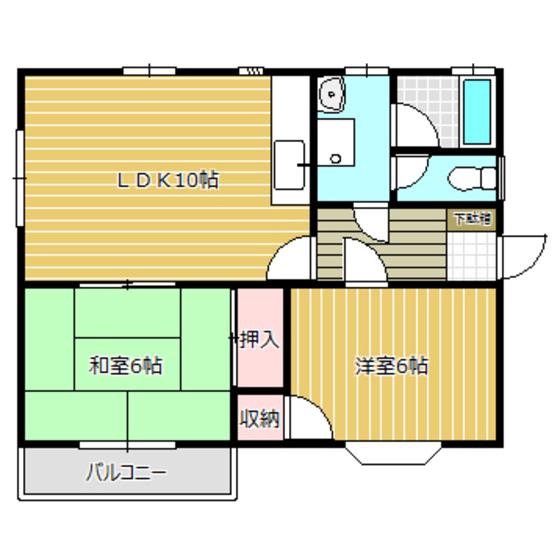 パル早川(2LDK/2階)の間取り写真