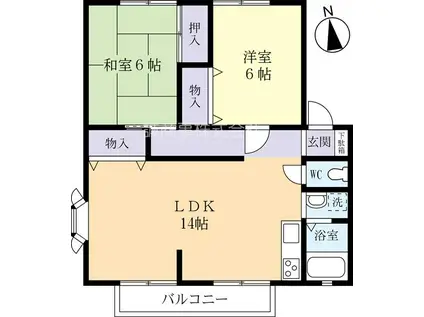 アークビレッジA棟(2LDK/2階)の間取り写真