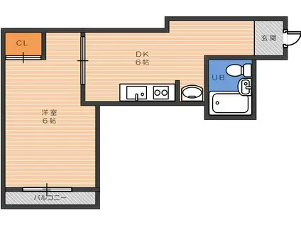 リバーハイツコーチII(1DK/3階)の間取り写真